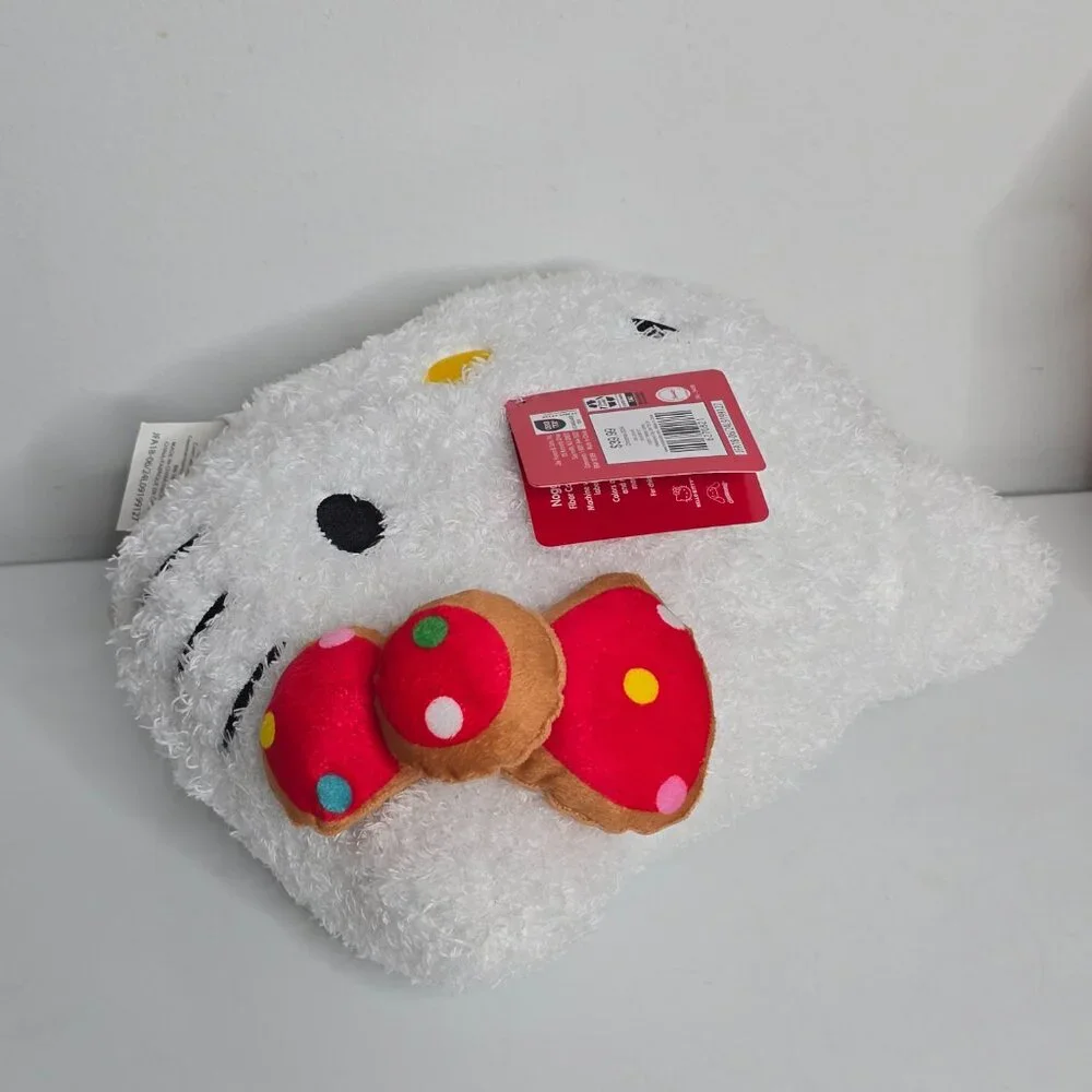 Hello Kitty Nogginz Face Plush Pillow Sanrio 2024 NEW Polka Dot Bow‎